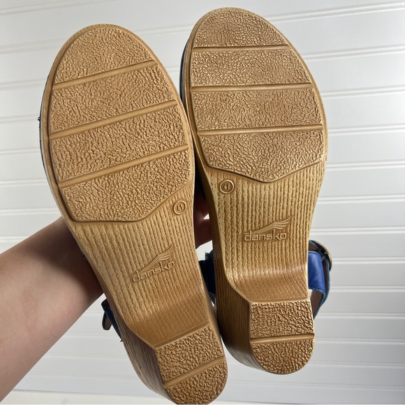 Dansko Blue Leather Clogs Sandals Maisie Cobalt Sz 41 10.5-11 Made in Italy - Picture 11 of 12